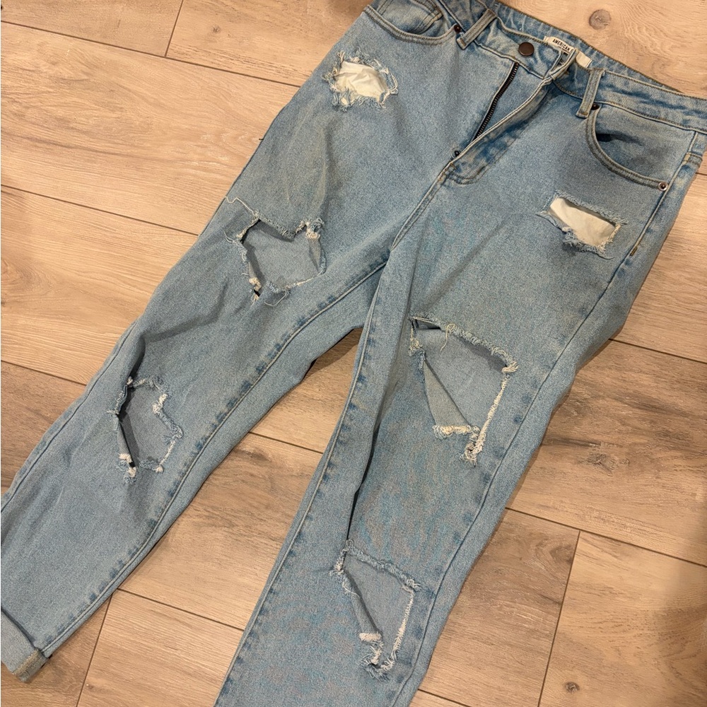 Stylish Light Blue Distressed Jeans